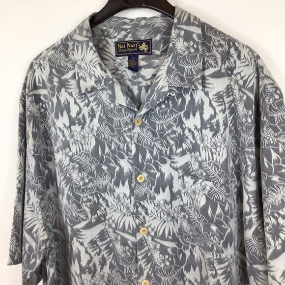 NAT NAST Silk Tropical Aloha Short Sleeve Button Up Shirt Men's size XL - Picture 2 of 6